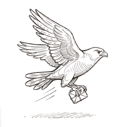 Pen drawing of a bird in flight